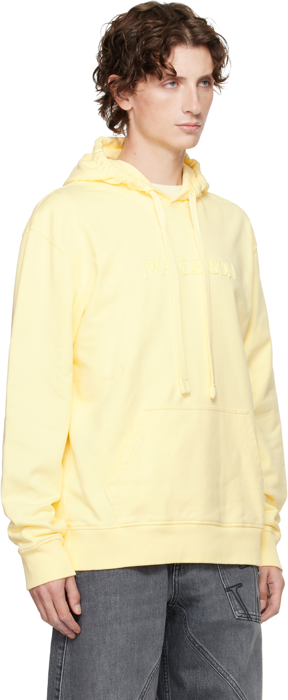 JW Anderson Yellow Logo Embroidery Hoodie