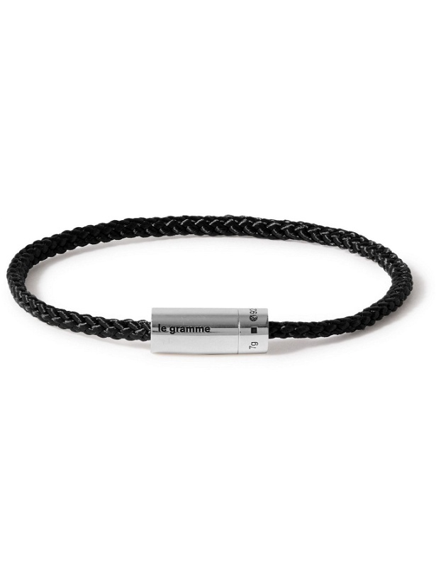 Photo: LE GRAMME - 5g Braided Cord and Sterling Silver Bracelet - Black
