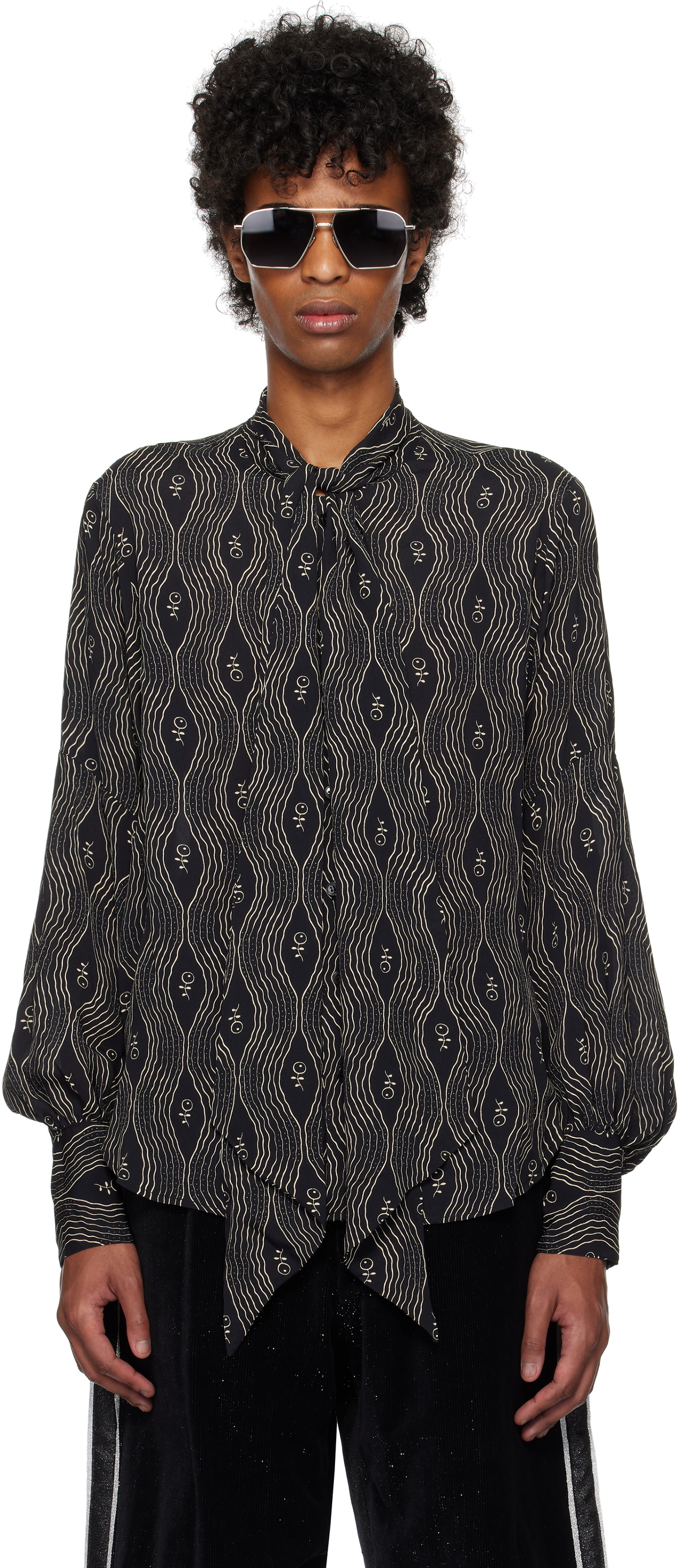 Anna Sui Black Printed Shirt