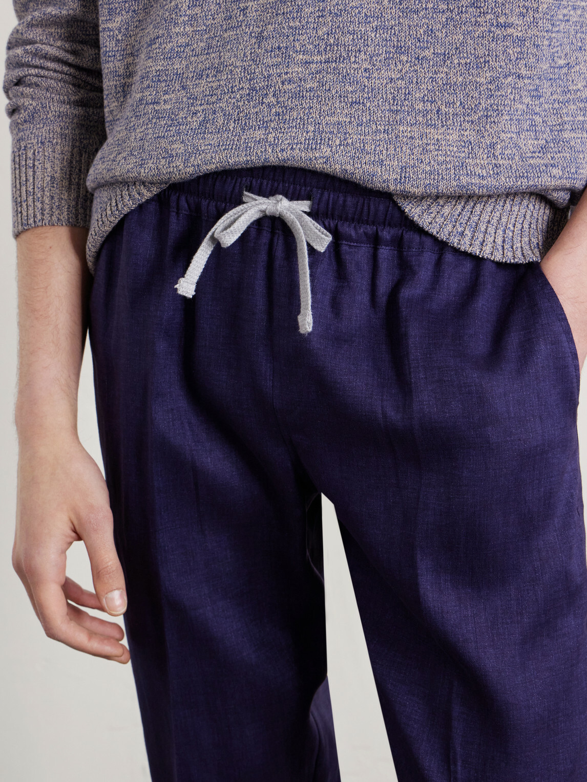 FEDELI - Bonifacio Straight-Leg Linen Drawstring Trousers - Blue