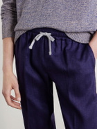 FEDELI - Bonifacio Straight-Leg Linen Drawstring Trousers - Blue