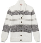Brunello Cucinelli - Shawl-Collar Striped Cotton Cardigan - White