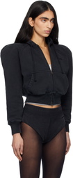 VETEMENTS Black Round Shoulder Zip-Up Hoodie