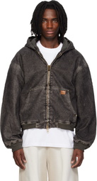 Alexander Wang Black Flocked Oversized Carpenter Jacket