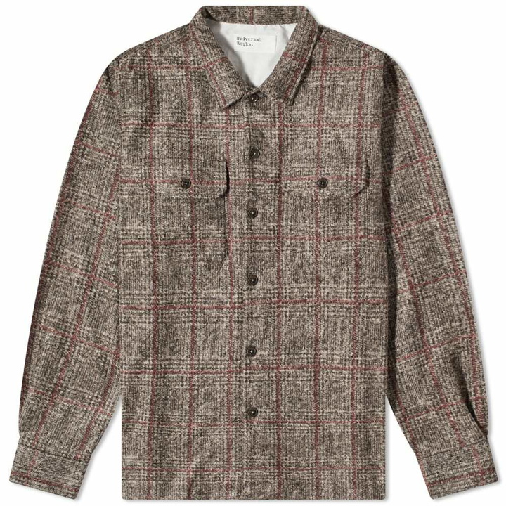Photo: Universal Works Men's Check Wool Utility Overshirt in Brown