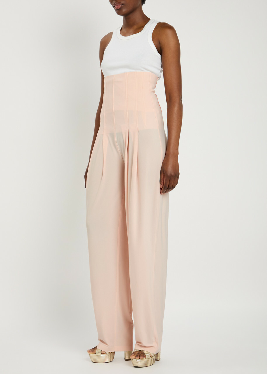 Norma Kamali High Waist Stretch-jersey Trousers Light Pink
