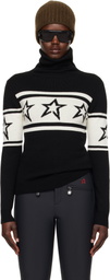 Perfect Moment Black Chopper Merino Wool Turtleneck