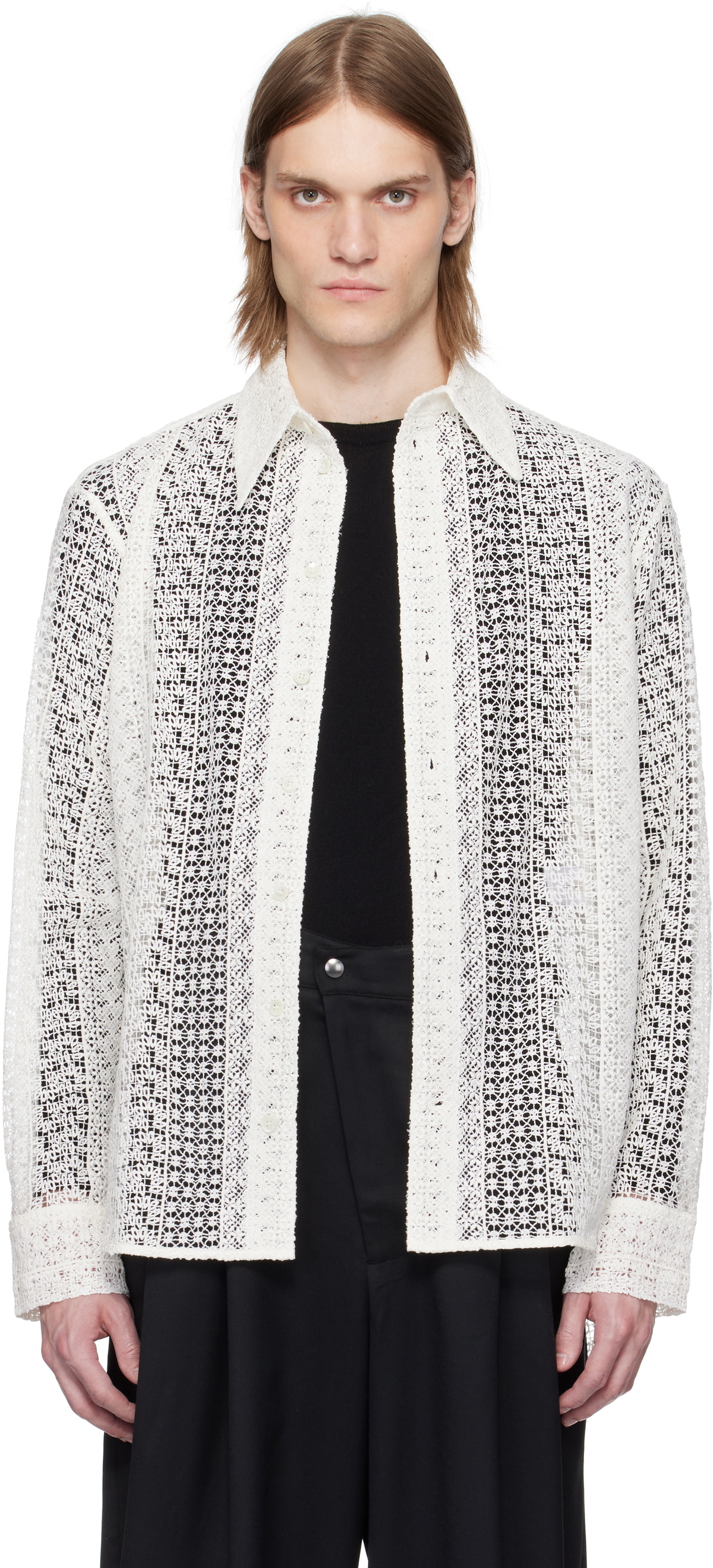 CMMAWEAR White Macrame Tailored Shirt