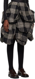 YOHJI YAMAMOTO Navy 3D Paneled Box Detail Midi Skirt