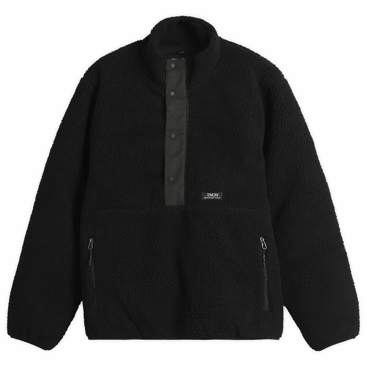 Taion Men's Pull Over Boa Fleece Jacket in Black/Black