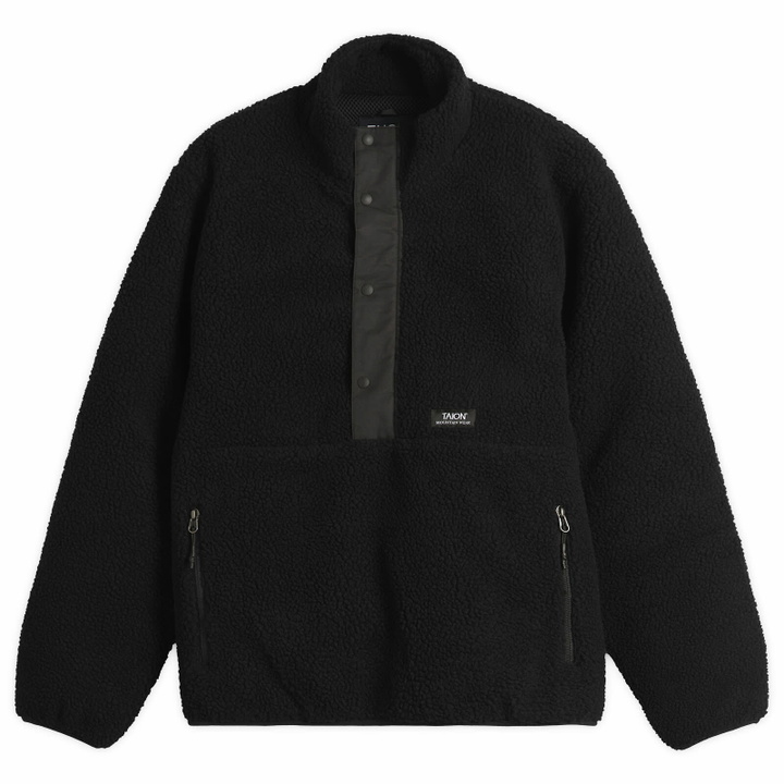Photo: Taion Men's Pull Over Boa Fleece Jacket in Black/Black