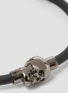 Rubber Cord Skull Bracelet in Black