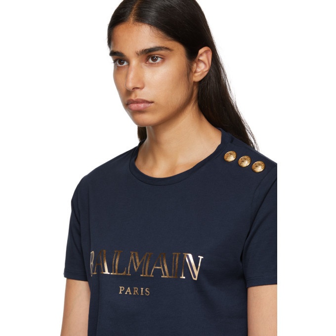 Balmain Navy Logo T-Shirt Balmain