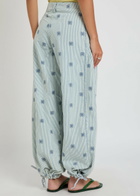 Free People Lotus Striped Embroidered Balloon-leg Jeans Blue