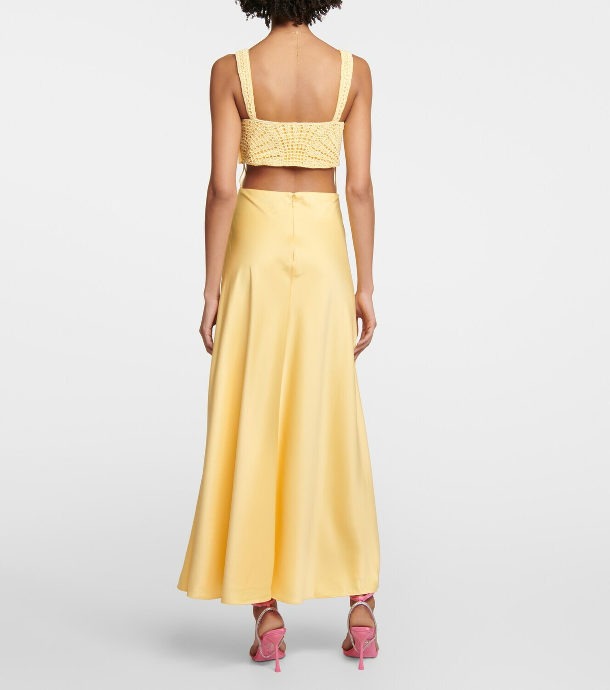 simkhai yellow beaded dress SIMKHAI Women's Rhiannon Jersey Midi Dress in Sunglow, Size 8