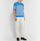 Mr P. - Striped Cotton Polo Shirt - Blue