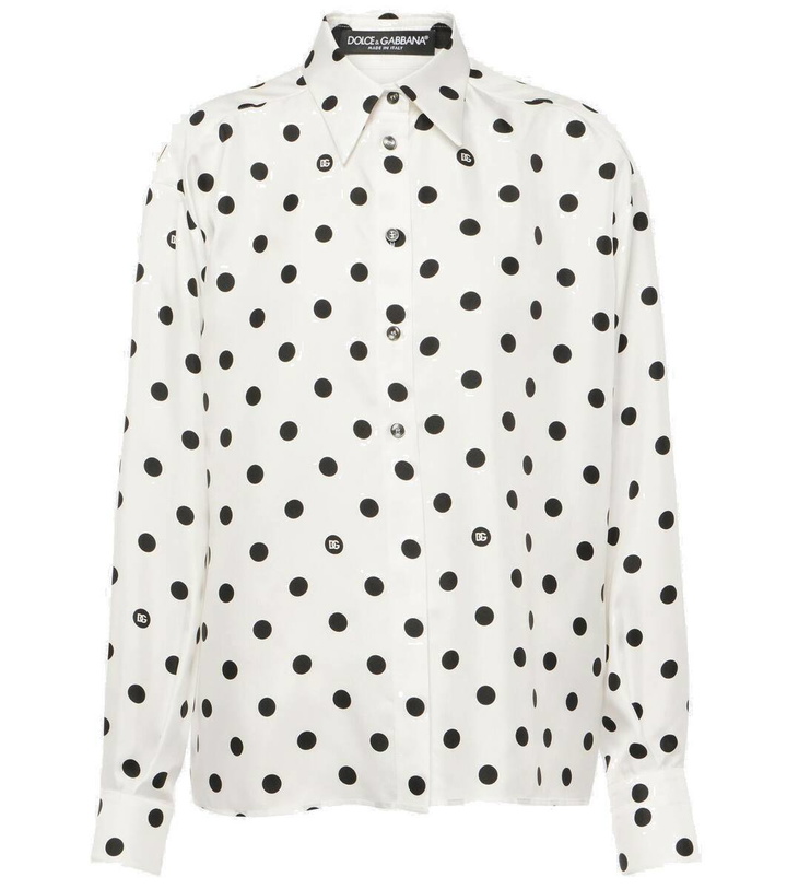 Photo: Dolce&Gabbana Polka-dot silk twill shirt