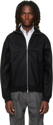 Jil Sander Black Wool Melton Zip-Up Jacket