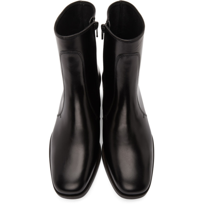 Lemaire Black Leather Zipped Boots Lemaire