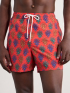 Drake's - Straight-Leg Mid-Length Printed Swim Shorts - Red