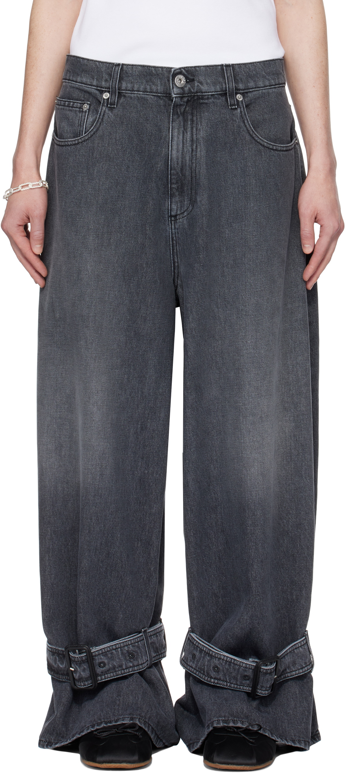JW Anderson Gray Buckled Cuff Denim Jeans JW Anderson