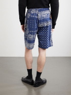 KAPITAL - Easy Straight-Leg Belted Bandana-Print Cotton Shorts - Blue