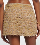 Valentino Open-knit linen-blend lamé miniskirt