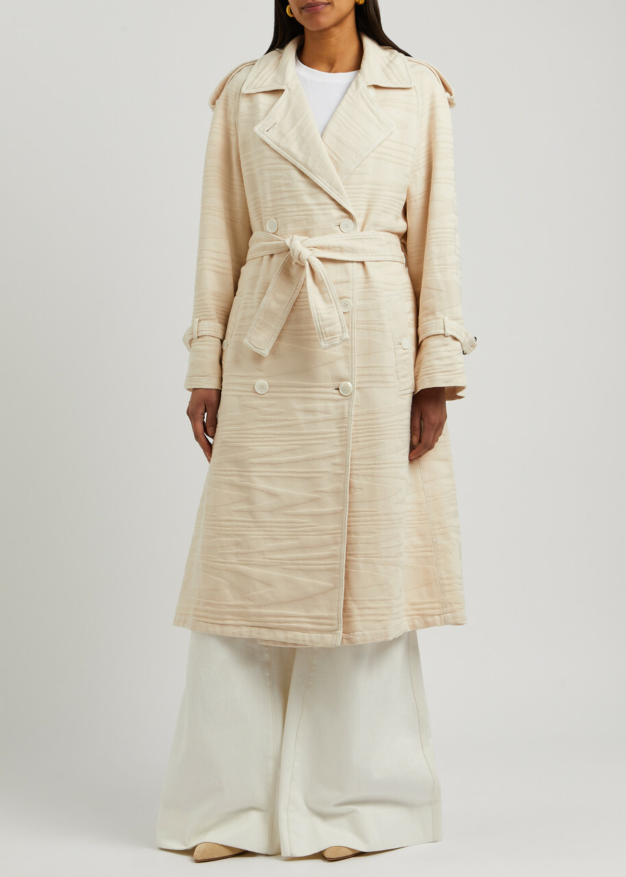 Missoni Belted Cotton-jacquard Trench Coat Sand