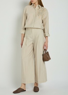 Brunello Cucinelli Crinkled Cotton-blend Trousers Beige