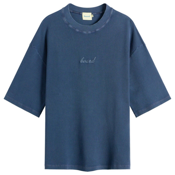 Photo: Bound Men's Acid Wash Organic Waffle T-Shirt in Navy