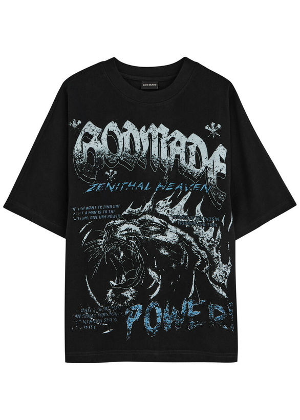 Photo: God Made Power Printed Cotton T-shirt Black
