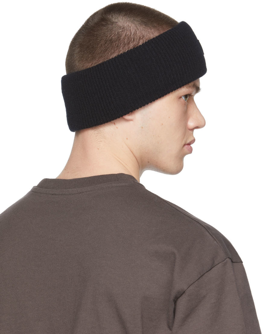 Acne Studios Black Knit Logo Headband Acne Studios