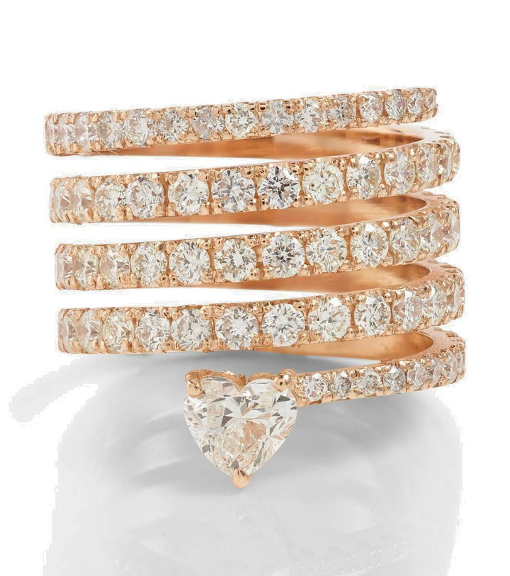 Photo: Shay Jewelry Diamond Spiral Heart 18kt rose gold ring with diamonds