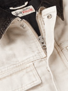 Stussy - Corduroy-Trimmed Logo-Appliquéd Cotton-Canvas Jacket - Neutrals