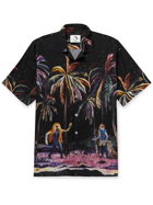 ENDLESS JOY - Rimba Convertible-Collar Printed Woven Shirt - Black