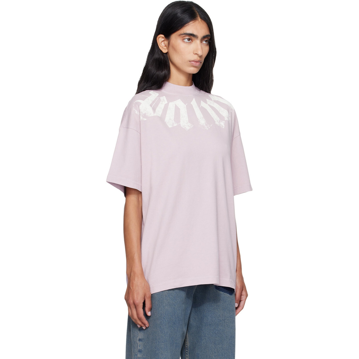 Palm Angels Purple Big Neck Logo T-shirt