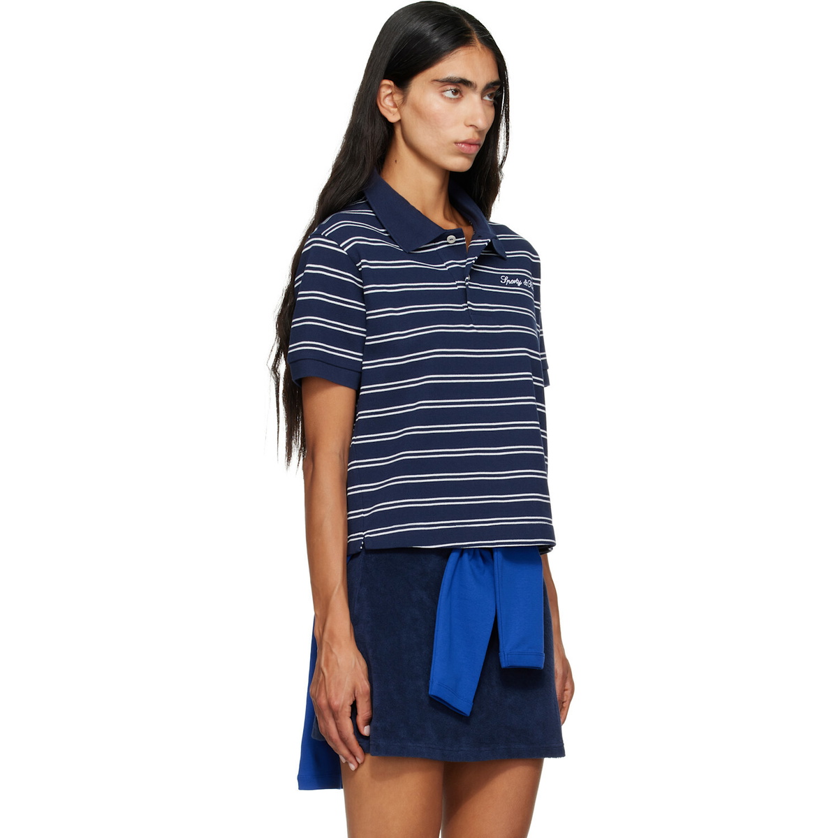 Sporty & Rich Navy Signature Logo Polo