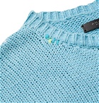 AMIRI - Oversized Appliquéd Cotton-Blend Sweater - Light blue
