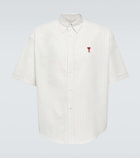 Ami Paris Pinstriped logo cotton shirt