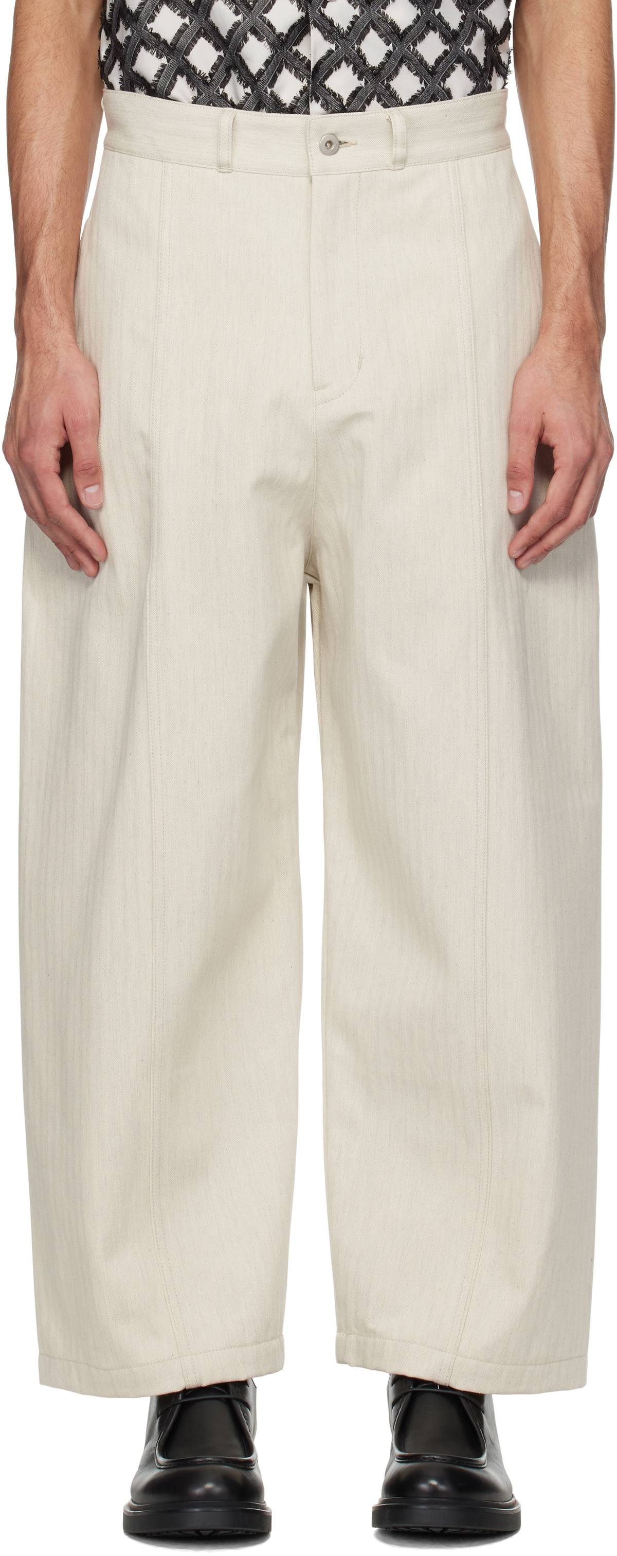 SAGE NATION Beige Box Pleat Trousers SAGE NATION
