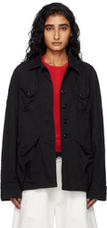 OPEN YY Black Multi Pocket Safari Denim Jacket