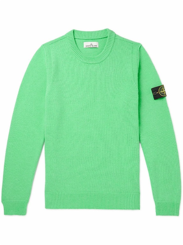 Photo: Stone Island - Logo-Appliquéd Wool-Blend Sweater - Green