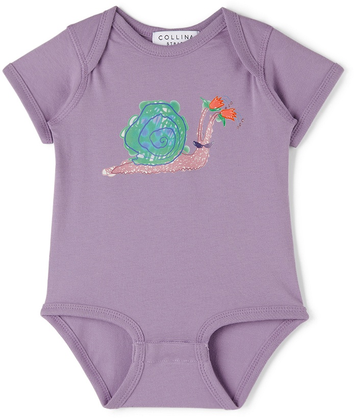 Photo: Collina Strada SSENSE Exclusive Baby Purple Snail Printed Bodysuit