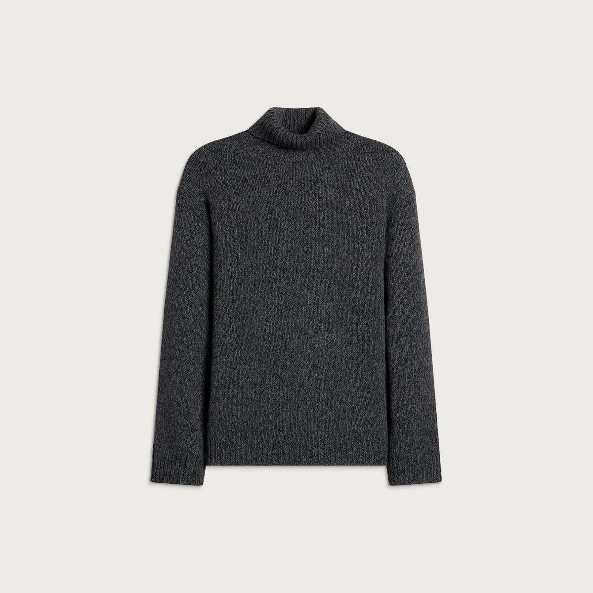 Our Legacy Men's Slub Twisted Wool Popover Turtleneck in Ash Grey