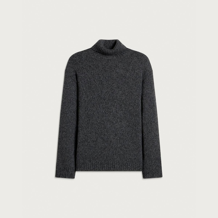Photo: Our Legacy Men's Slub Twisted Wool Popover Turtleneck in Ash Grey