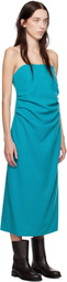 AURALEE Blue Brushed Super Fine Wool Flannel Midi Dress