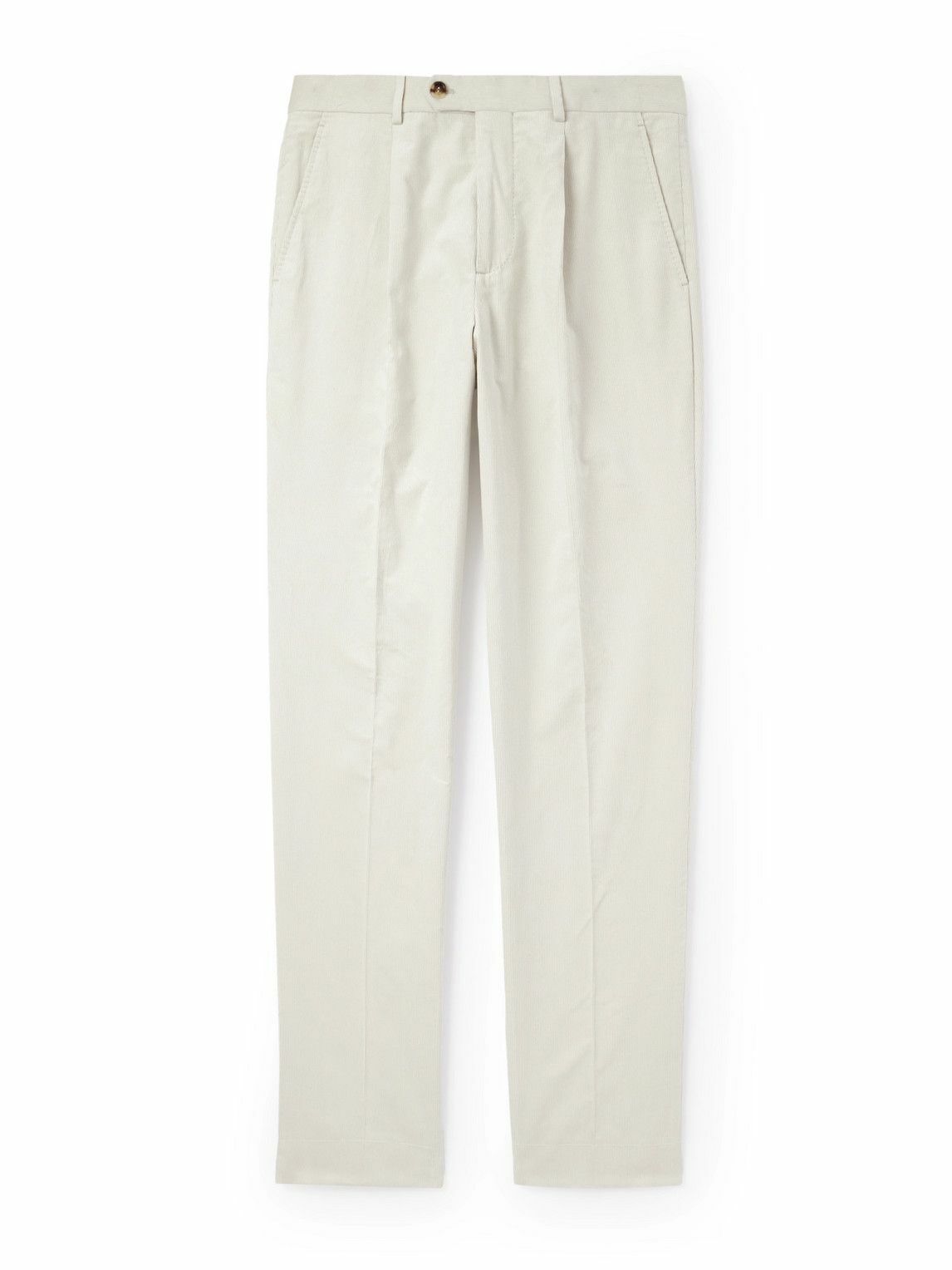 Brunello Cucinelli - Striped linen and wool slim pants