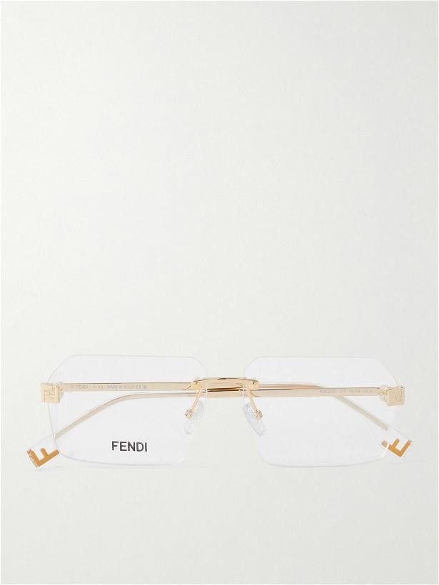 Photo: Fendi - Square-Frame Gold-Tone Optical Glasses