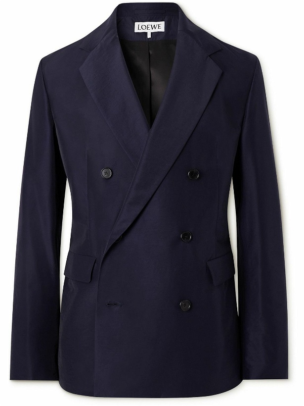 Photo: Loewe - Unstructured Double-Breasted Wool-Blend Blazer - Blue