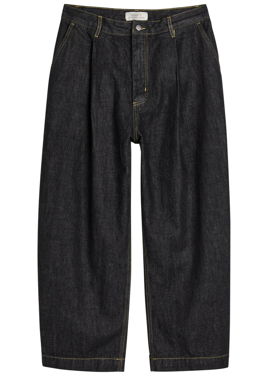 Studio Nicholson Single Pleat Wide-leg Jeans Black
